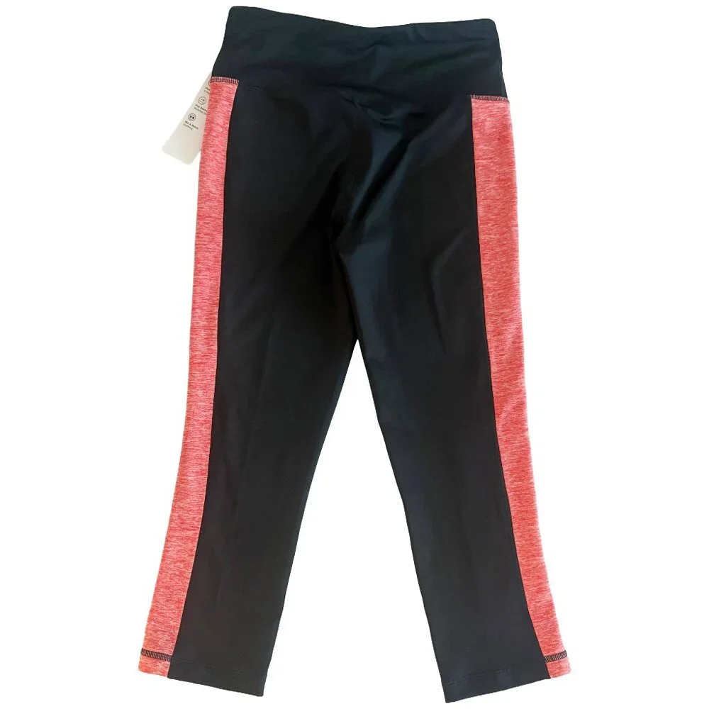 Ideology Black & Orange Colorblock Athletic Leggings XS